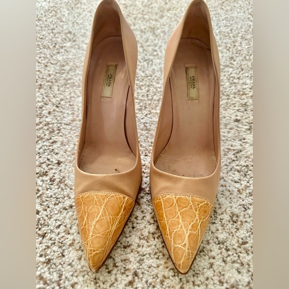 Prada Satin Heel with Croc Embossed Toe Sz 38 - Picture 2 of 7